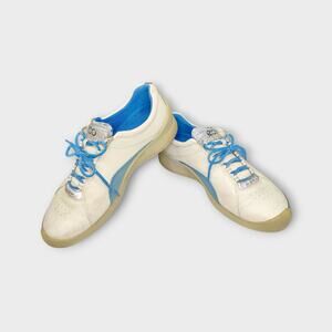 Womens ECCO Biom Natural Motion Leather Golf Shoes White Blue Size 38 US 7 - 7.5